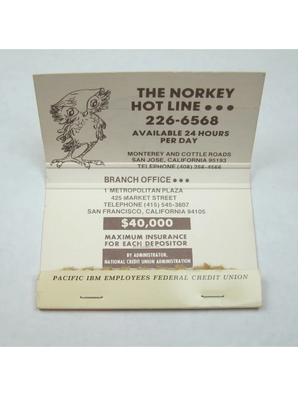 4 Matchbook Covers Pacific IBM Credit Union Hals Music Center Cupertino Sport CA